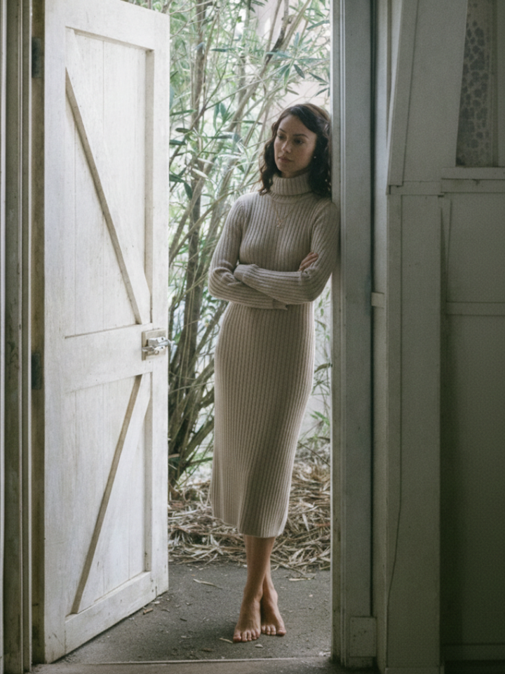 Margot | Ribbed Knit Turtleneck Dress