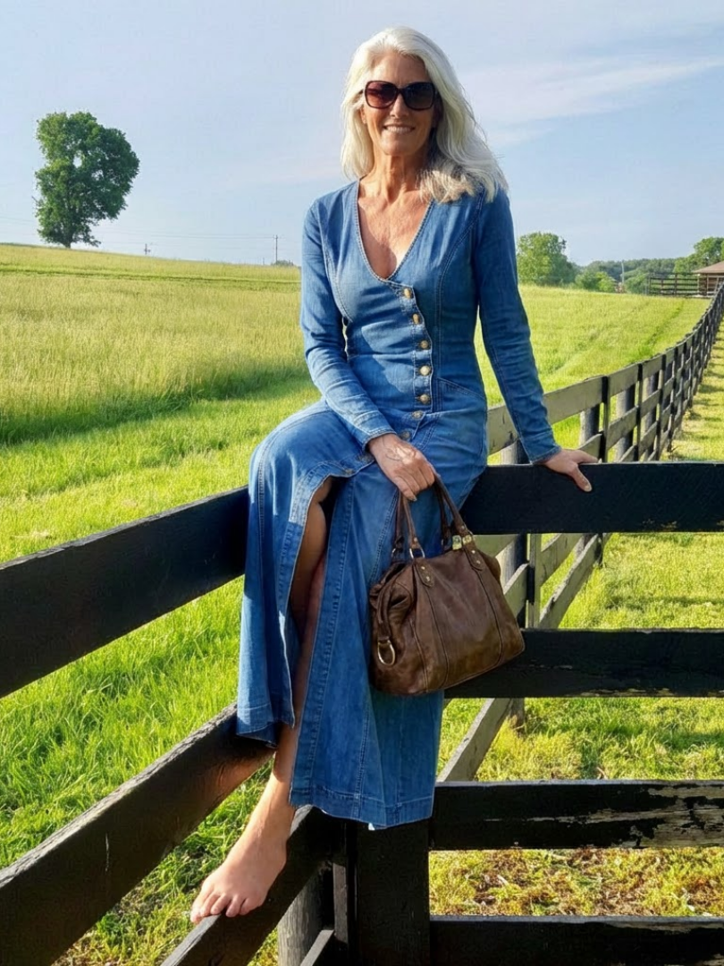 Sienna | Button Front Denim Maxi Dress