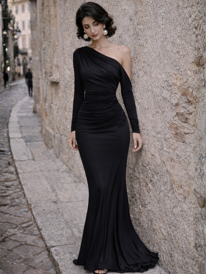 Vivienne | One Shoulder Ruched Maxi Dress