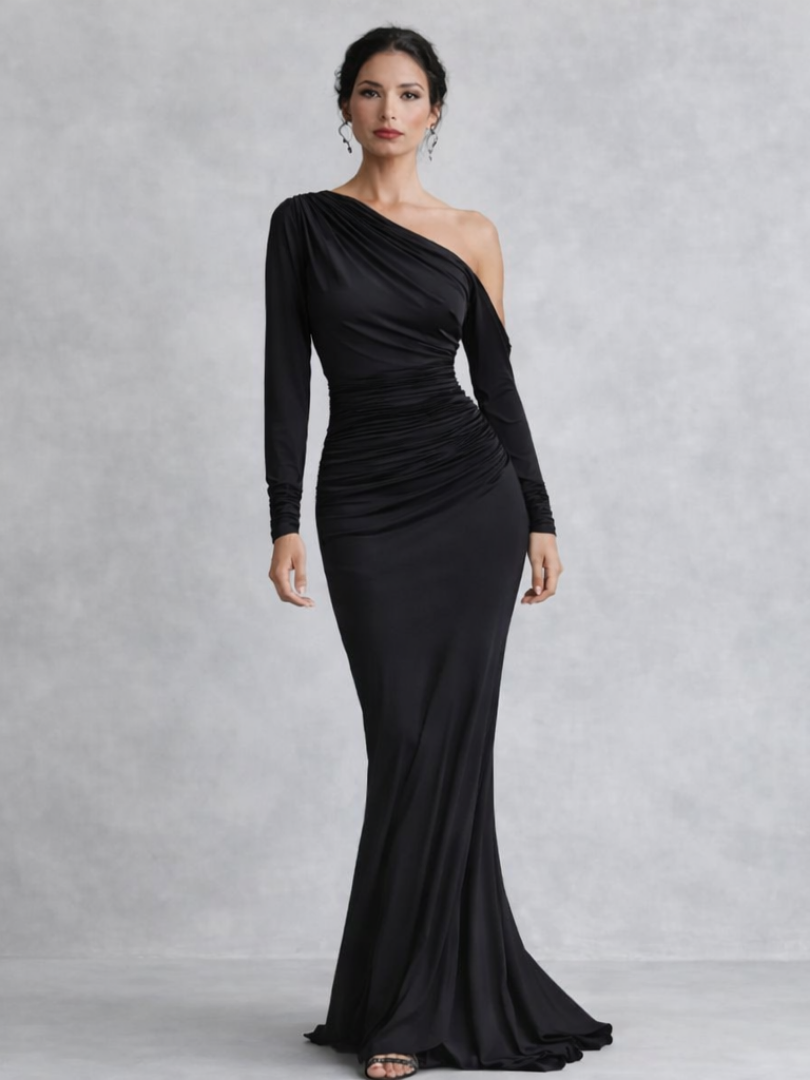 Vivienne | One Shoulder Ruched Maxi Dress